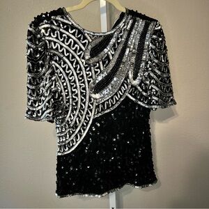 LAURENCE KAZAR Sequined Blouse